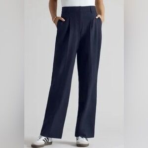 New Rhone Commuter Pleated Trouser Size 14 Navy Blue High Rise Stretch Pants NWT